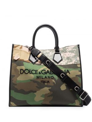 Kamuflere brodert shoppingbag Dolce & Gabbana grønn