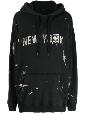 Distressed hoodie mit print R13 schwarz