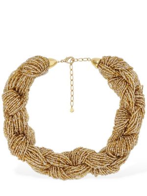 Krištáľový pletený náhrdelník Magda Butrym zlatá