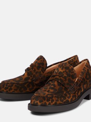 Wildleder loafer mit print mit leopardenmuster Gianvito Rossi braun