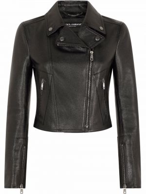 Kožená bunda na zips Dolce & Gabbana čierna