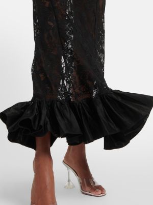 Макси рокля с дантела Paco Rabanne черно