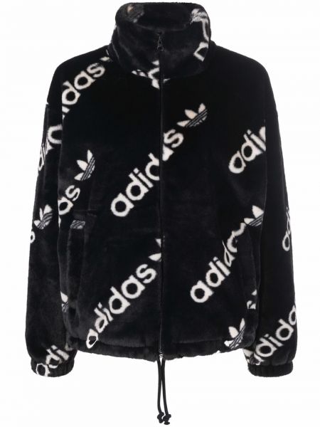 Куртка с мехом с принтом Adidas, черный