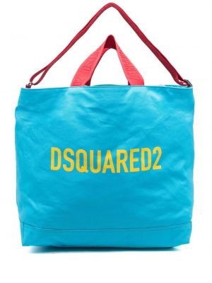 Шопинг чанта с принт Dsquared2 синьо