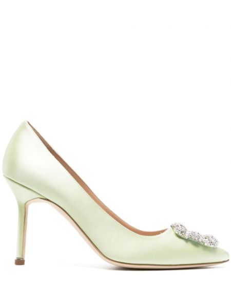 Satin pumps Manolo Blahnik grøn