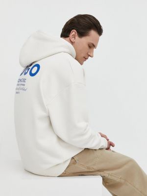 Pamučna hoodie s kapuljačom Hugo Blue