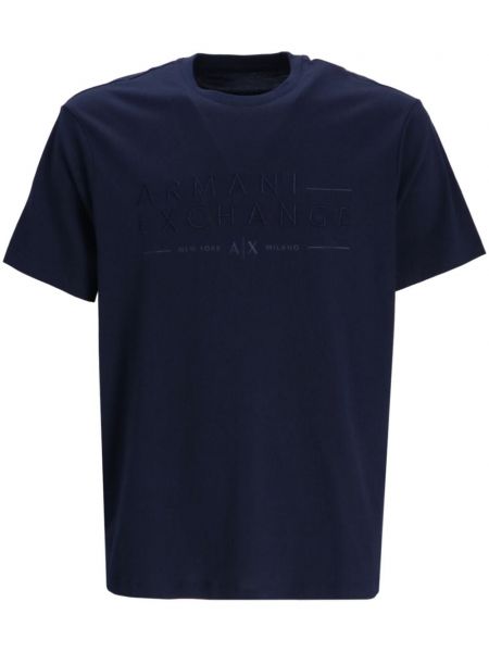 Bavlnené tričko s výšivkou Armani Exchange modrá