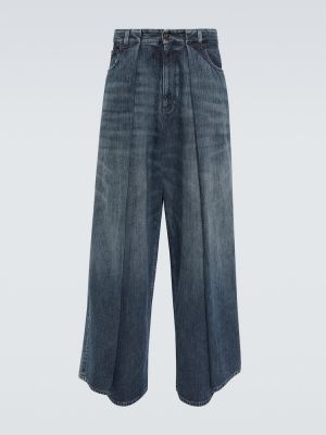 Straight leg jeans a vita alta baggy plissettati Balenciaga blu