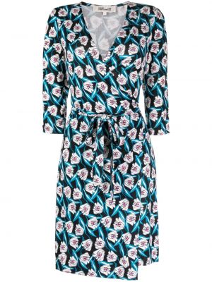 Květinové hedvábné šaty s potiskem Dvf Diane Von Furstenberg modré