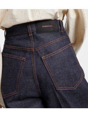 Voľné džínsy s vysokým pásom Ferragamo modrá