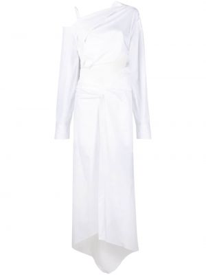Bavlněné dlouhé šaty s dlouhými rukávy Off-white - bílá