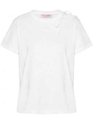 Bavlnené tričko s mašľou Valentino Garavani biela