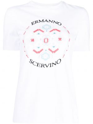 Slim fit priliehavé tričko Ermanno Scervino biela