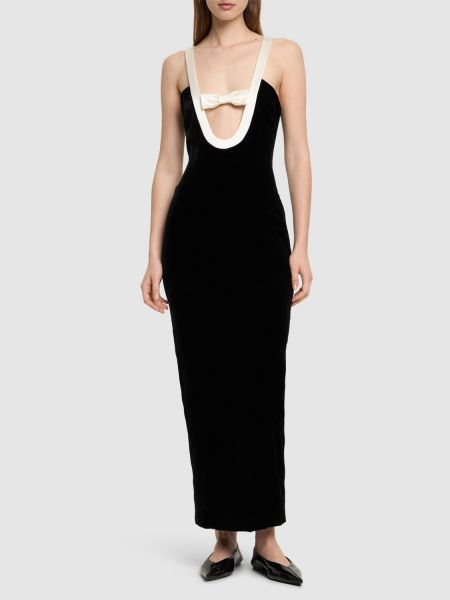 Viskózové zamatové večerné šaty Alessandra Rich čierna