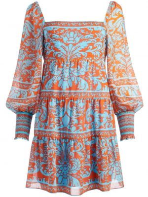 Geometriskt mönster utsvängd klänning Alice + Olivia orange