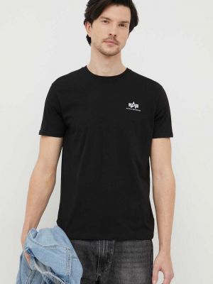 Nyomott mintás póló Alpha Industries - fekete