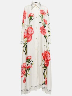 Virágos selyem hosszú ruha nyomtatás Dolce&gabbana
