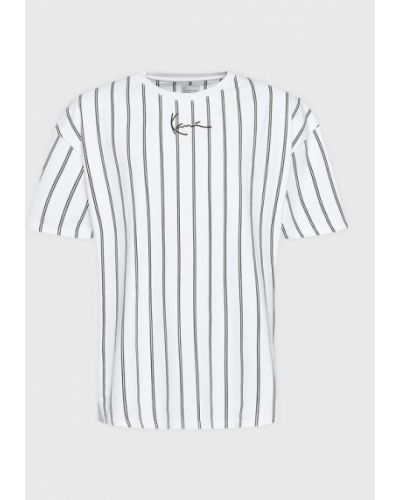 Džerzej pruhované priliehavé tričko Karl Kani biela