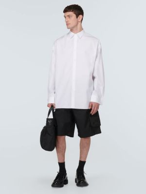 Oversized βαμβακερό πουκάμισο Prada λευκό