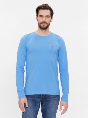 Marškinėliai ilgomis rankovėmis slim fit ilgomis rankovėmis Tommy Hilfiger mėlyna