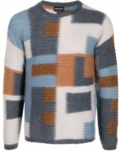 Jersey de tela jersey de cuello redondo de tejido jacquard Giorgio Armani