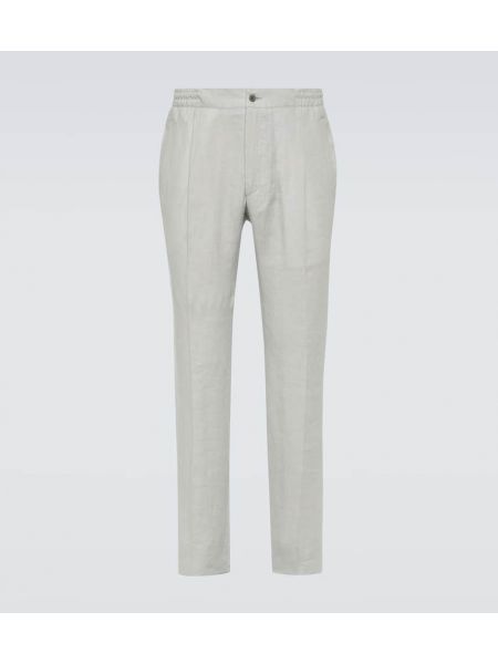 Pantalones rectos de lino Kiton gris