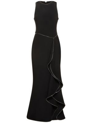 Jedwabna sukienka długa na zamek z krepy Brandon Maxwell czarna