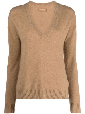 Кашмирен пуловер с v-образно деколте Zadig&voltaire кафяво