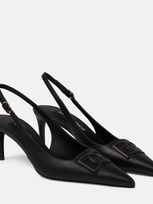 Pantofi cu toc din piele slingback Dolce&gabbana negru