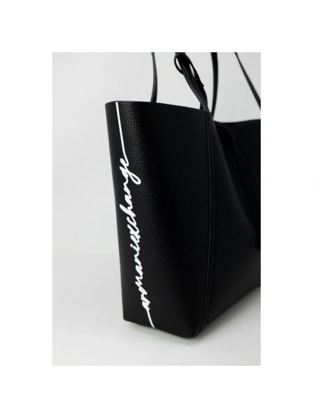 Bolso shopper reversible de cuero con bolsillos Armani Exchange negro