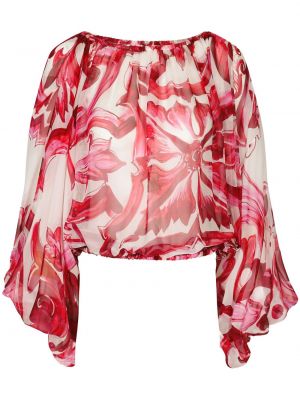 Svilena bluza s potiskom Dolce & Gabbana rdeča