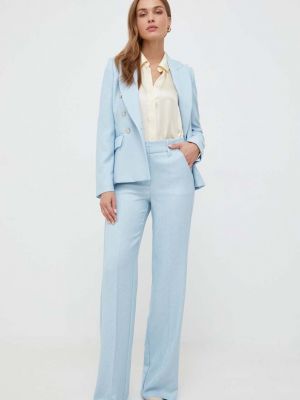 Jednobarevné kalhoty s vysokým pasem Marella modré
