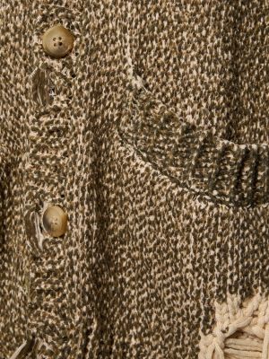 Пуловер с протрити краища с v-образно деколте R13 сиво