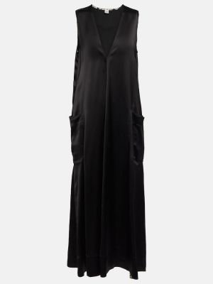 Saténové midi šaty Totême čierna
