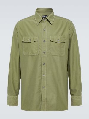 Bombažna srajca Tom Ford zelena