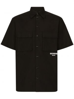 Bavlněná košile s potiskem Dolce & Gabbana černá
