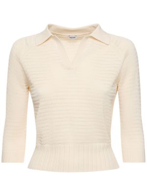 Polo en coton en tricot avec manches courtes Aspesi blanc