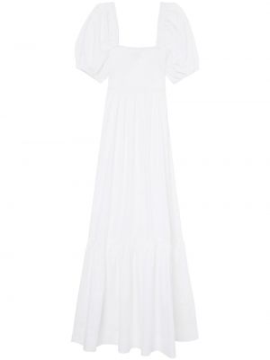 Bavlněné dlouhé šaty Ganni bílé