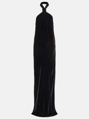 Zamatové dlouhé šaty Ann Demeulemeester čierna