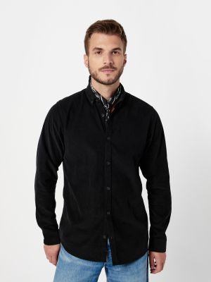Rifľová košeľa Indicode Jeans čierna