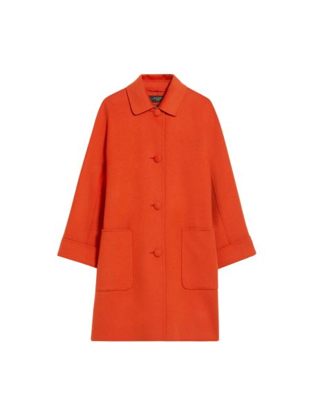 Krótki płaszcz wełniany Max Mara pomarańczowy