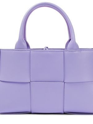 Kožená nákupná taška Bottega Veneta fialová