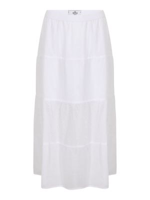 Midi φούστα Hollister λευκό
