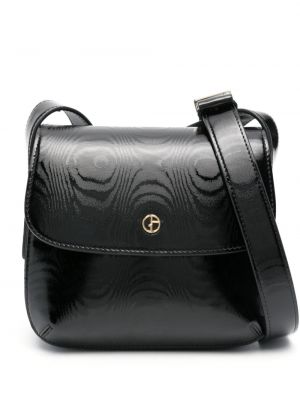Usnjena nakupovalna torba Giorgio Armani črna