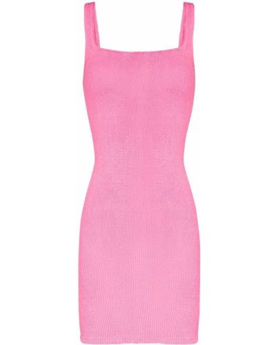 Πλεκτή φόρεμα με στενή εφαρμογή Hunza G ροζ