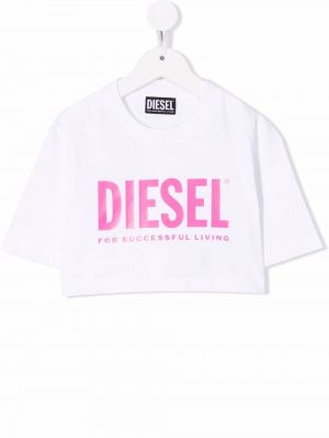 Trykt t-skjorte for jenter Diesel Kids hvit