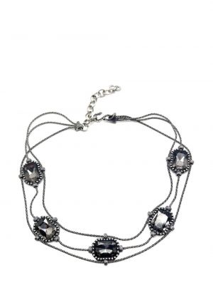 Krištáľový náhrdelník Jennifer Gibson Jewellery sivá