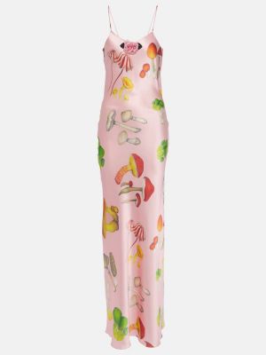Μεταξωτή μάξι φόρεμα με σχέδιο Rodarte ροζ