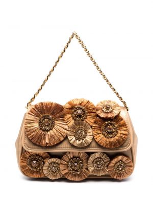 Kvetinová nákupná taška Alberta Ferretti béžová