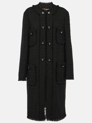 Cappotto con frange di lana in tweed Dolce&gabbana nero